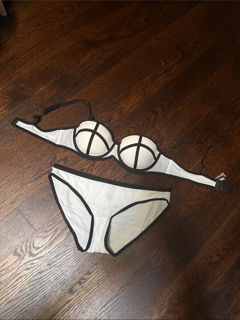 Triangl - White with Black Trim Two-Piece Bra Set - BRAND NEW WITHOUT TAGS